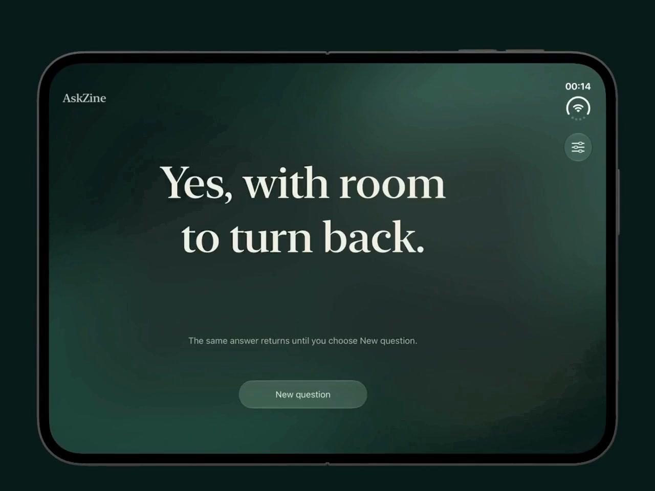 An unfolded iPhone Duo Simulator, showing a revealed answer.